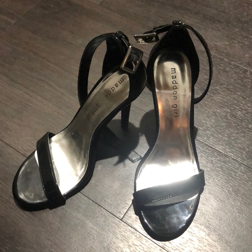 Black strap heels